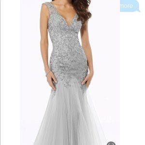 mother of the bride/groom rhinestone MGNY Morilee silver gown